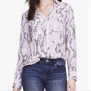Express Snake Print Button-Up Shirt Size Medium